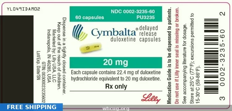 Buy Cymbalta Online USA — 60mg Duloxetine for Depression / Nerve Pain From $0.85